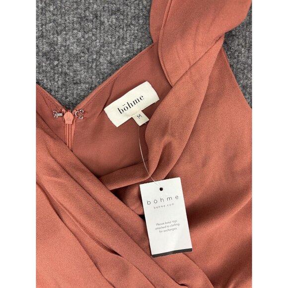 Bohme Dress Womens Medium Rose Drop Sly Fitted Midi Sleeveless Wrap Tulip Hem - Picture 2 of 10